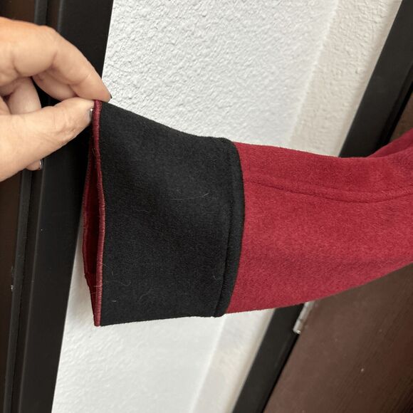 Harve Benard Benard Holtzman Wool Blend Coat Deep Red Black 14 Open Front - Picture 5 of 10